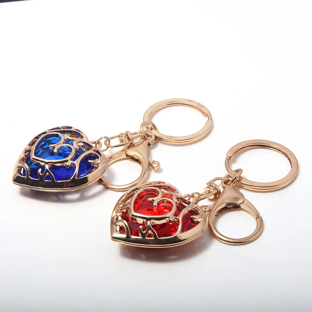 Skyward Sword Heart Keychain - Red Crystal Heart Container Pendant for Fans