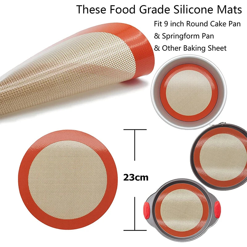 LMETJMA Round Silicone Baking Mats – Non-Stick, Food-Grade & Reusable for Macarons, Cookies & Oven Use