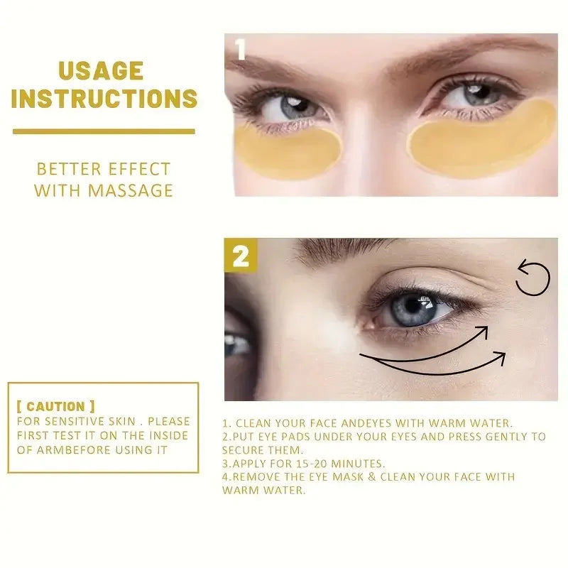 24K Gold Collagen Eye Mask Patches – Anti Dark Circles, Puffiness & Wrinkles Moisturizing Eye Care Treatment for Under Eyes Skin Repair