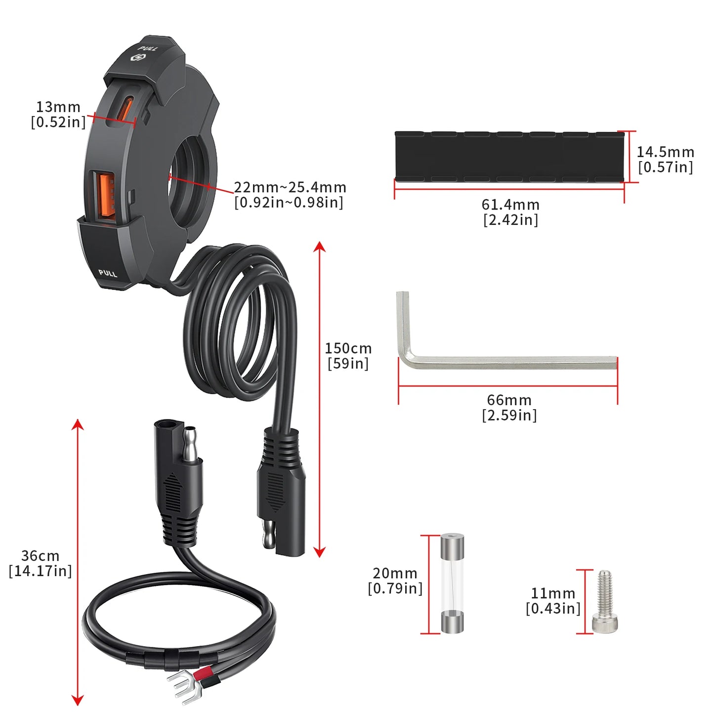 Extractme QC3.0 30W USB Fast Charger – Waterproof Motorcycle Handlebar Mount for Bikes & Cameras