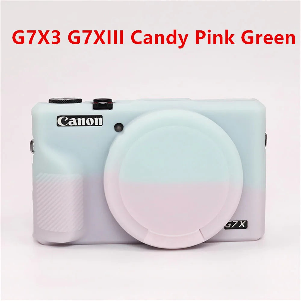Canon G7X Silicone Camera Case - Soft Rubber Shockproof Body Cover with Lens Cap for G7X Mark II III G7XII G7X2 G7XIII G7X3