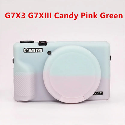Canon G7X Silicone Camera Case - Soft Rubber Shockproof Body Cover with Lens Cap for G7X Mark II III G7XII G7X2 G7XIII G7X3