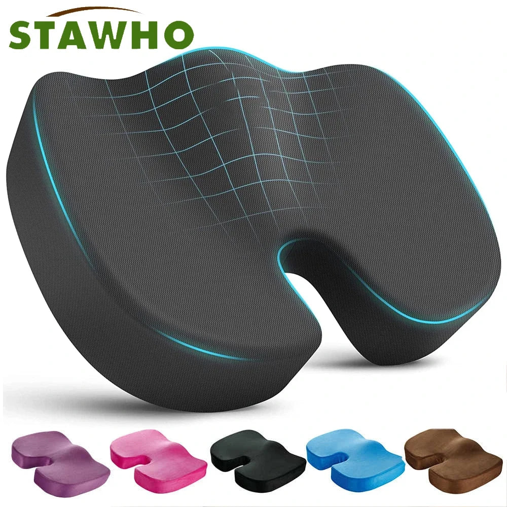 U-Shaped Memory Foam Coccyx Seat Cushion – Tailbone Pain Relief Pillow for Chair, Car & Office Use