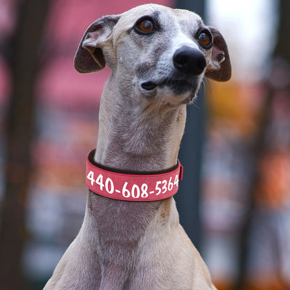 Wide Personalized PU Leather Dog Collar – Custom Tag Soft Pet Collar for Small, Medium & Large Dogs, Pitbulls & Bulldogs