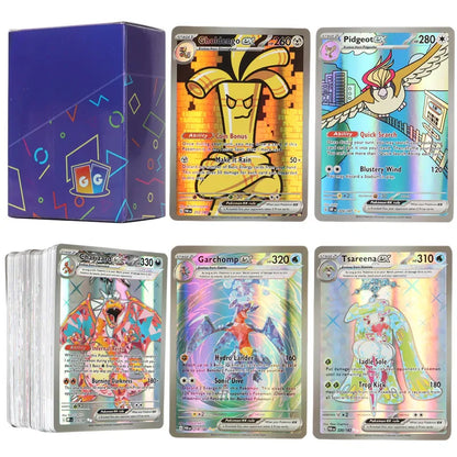 60-100Pcs English Pokemon Cards – Holographic EX, Vstar, Vmax, GX, Charizard, Mewtwo & Evolution Combos