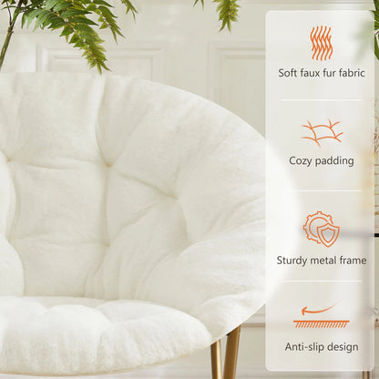 Cozy Saucer Chair – Faux Fur Folding Lounge Chair with Thick Padded Seat & Metal Frame, X-Large for Living Room & Reading