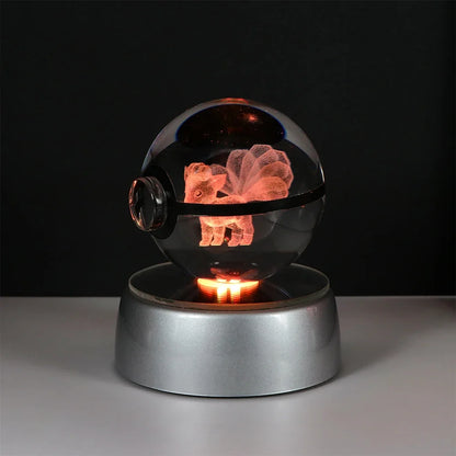 Pokemon Crystal Ball Night Light – Pikachu, Gengar, Eevee, Mewtwo & Lucario LED Pokeball, Kids Birthday Gift & Home Decor