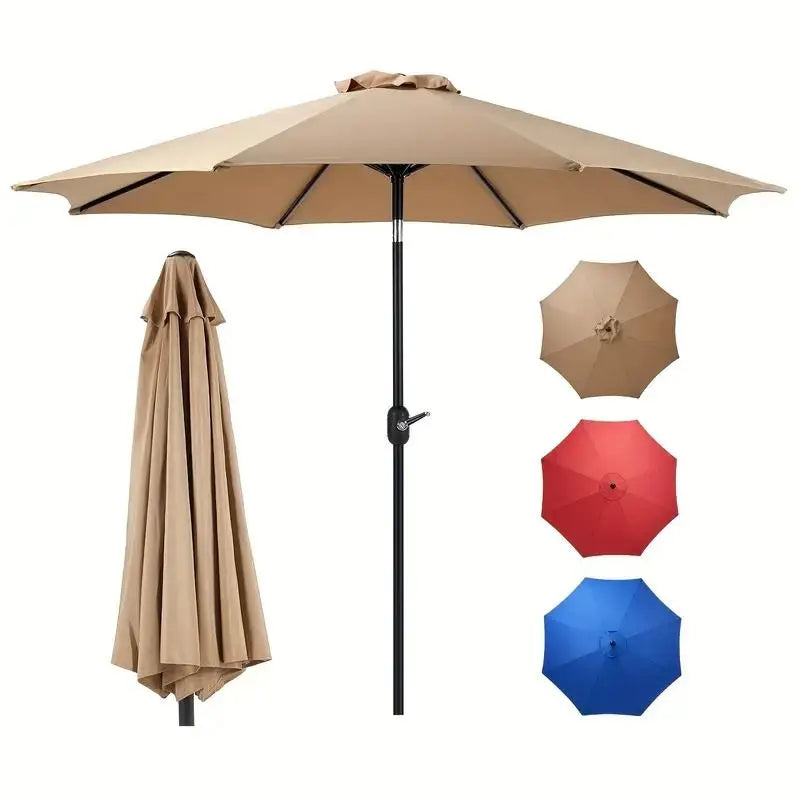 9FT Outdoor Patio Umbrella – Push-Button Tilt & Hand Crank, UV-Resistant Table Umbrella for Pool, Garden, Commercial & Residential Use