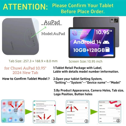 Chuwi AuPad 10.95″ Tablet PU Leather Case — Multi-Angle Stand with Auto Wake/Sleep for HiPad 11 (2024)