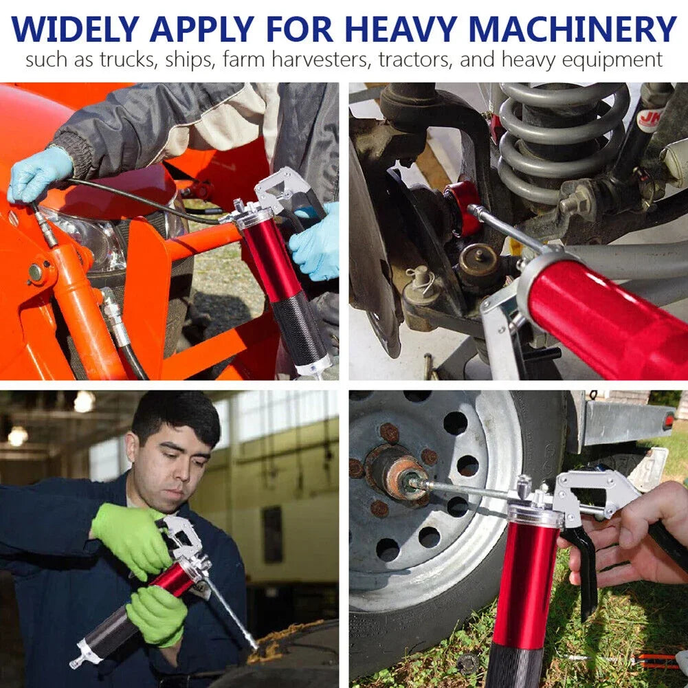 Manual Grip Grease Gun – 400CC Aluminum Alloy Mini Grease Injector, 6000-7000PSI with Flexible Hose