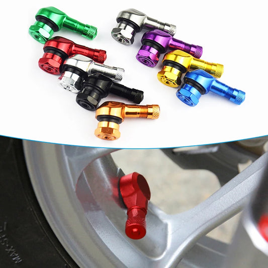 Universal Motorcycle Tire Valve Stem Caps - 90° CNC Aluminum Air Tire Cover, 17mm Tubeless Valve Stems in 10 Colors
