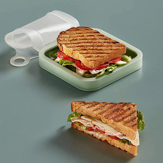 Convenient Silicone Sandwich Toast Bento Box: Portable Food Container with Handle - Ideal Snack Box for Students and Office Workers - Perfect Lunch Solution