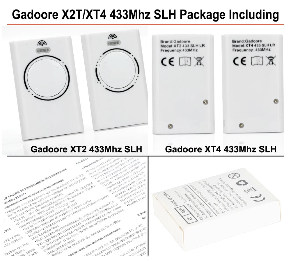 Gadoore XT2 XT4 433MHz SLH LR Garage Door & Gate Remote | Compatible with XT2/XT4 SLH & SLH LR