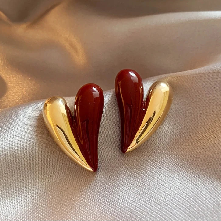 Retro Brown Resin U-Shaped Hoop Earrings — European & American Geometric Earrings for Women, Simple Fashion Jewelry Gift
