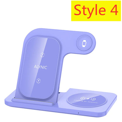 200W 3-in-1 Wireless Charging Stand – Foldable Fast Charging Dock for iPhone 16-8, Apple Watch & AirPods