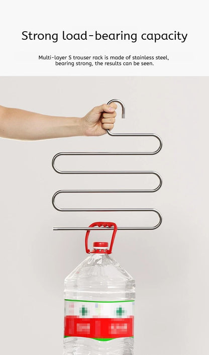 5 Layers Multifunctional Non-Slip Clothes Hanger Rack | Space-Saving Pants & Clothing Storage Organizer