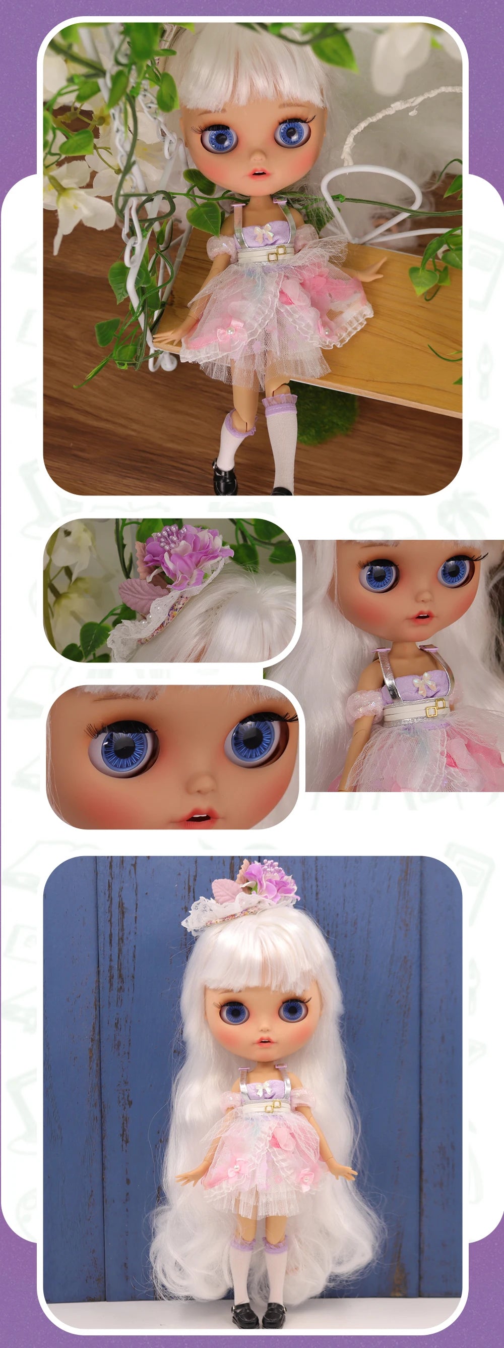 ICY DBS Blyth Doll – 1/6 Joint Body BJD Anime Girl with Tan Skin, Matte Face & Pouting Mouth OOAK OB24