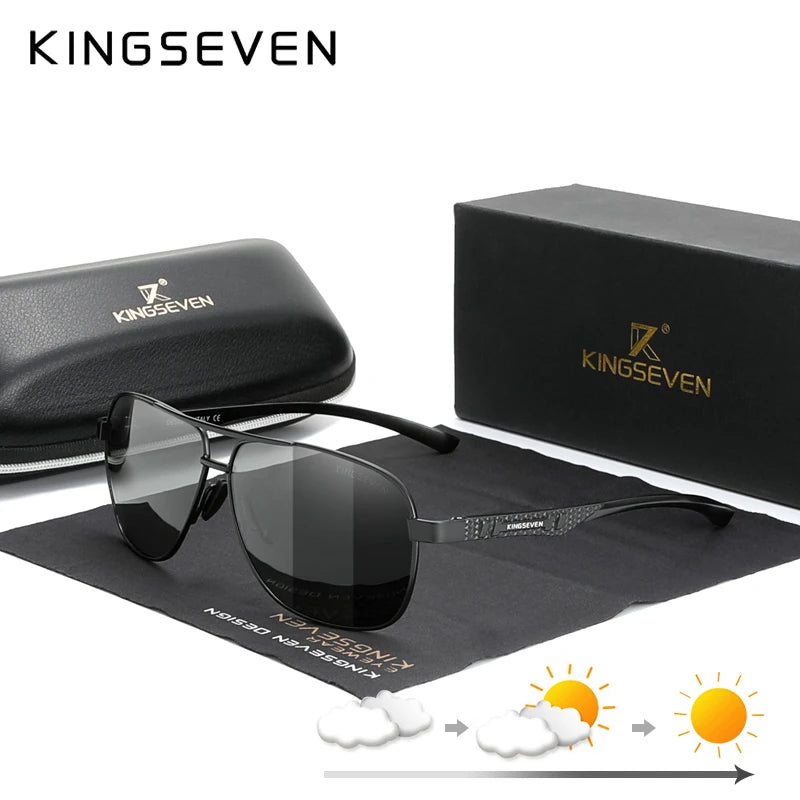 KINGSEVEN Polarized Pilot Sunglasses – UV400 HD Lens Aluminum Frame Photochromic Night Vision Eyewear for Men & Women