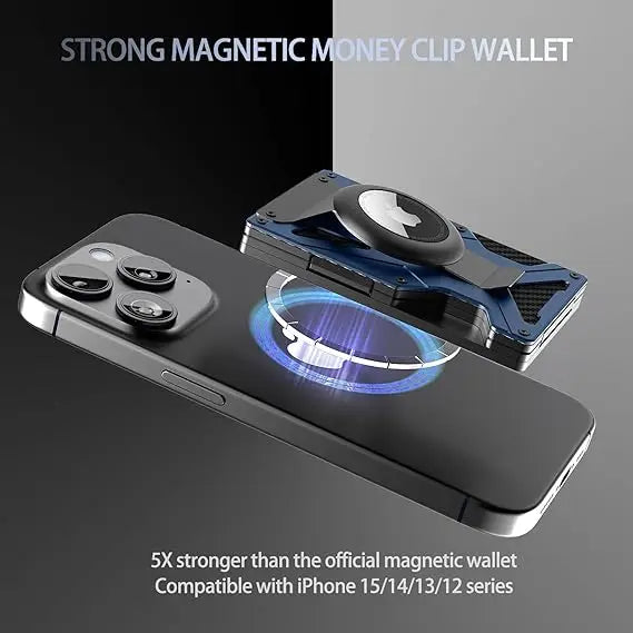 MagSafe Wallet & Money Clip with AirTag Holder + Magnetic Sheet — Fits Magnetic & Non-Magnetic Phones