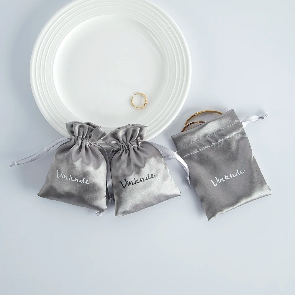 100PCS Silk Satin Jewelry Gift Bags – Drawstring Pouches for Necklace, Bracelet & Earrings, Wedding Party Favor & Christmas Gift Packaging, Custom Logo Ready