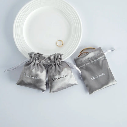 100PCS Silk Satin Jewelry Gift Bags – Drawstring Pouches for Necklace, Bracelet & Earrings, Wedding Party Favor & Christmas Gift Packaging, Custom Logo Ready