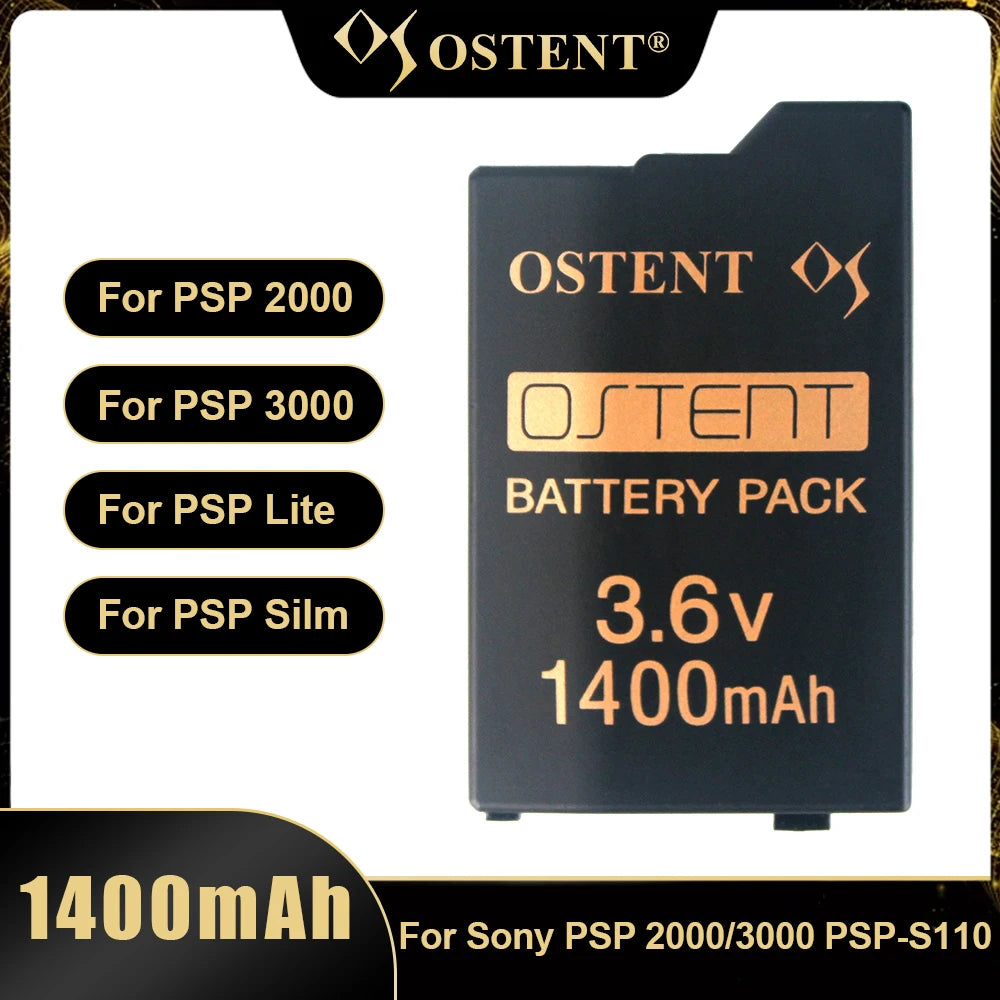 OSTENT 3.6V 1400mAh Rechargeable Lithium Battery for Sony PSP 2000/3000 | PSP-S110 Replacement
