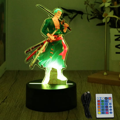 One Piece Luffy & Zoro Action Figures — 3D PVC Anime Lamp, LED Night Light Collectible Toy, Christmas Gift for Kids