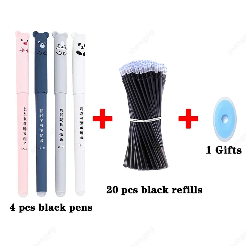 Kawaii Erasable Gel Pens 25-Piece Set - Cute School and Office Writing Pens for Notebooks and Stationery