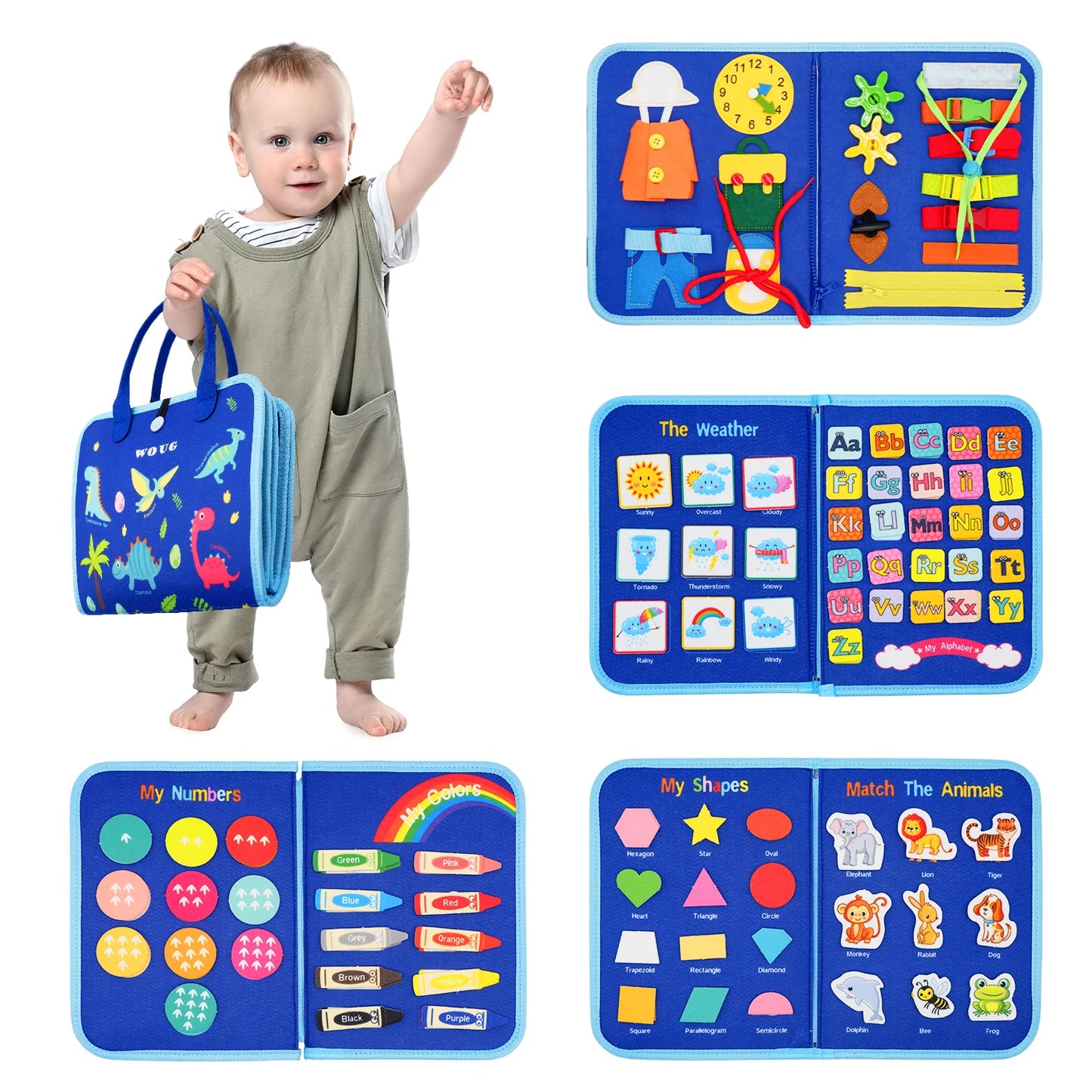 Montessori Toddler Busy Board – Educational Activity for Basic Dress Motor Skills, Baby Learning Toy for Travel