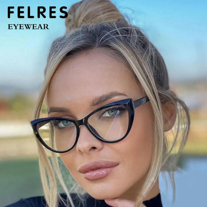 Transparent Cat Eye Reading Glasses - Ultralight TR90 Computer Eyewear with Spring Hinge for Women