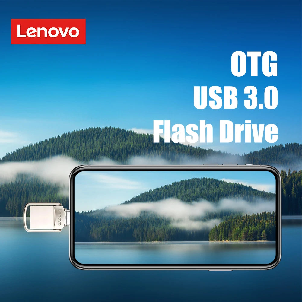 Original Lenovo 2TB USB 3.1 Pendrive – Metal 2-in-1 OTG Flash Drive for Phone & Computer (128GB, 512GB, 1TB, 2TB)