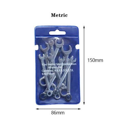 10-Piece Mini Spanner Wrench Set - 4–11mm Metric and British Pocket Hand Tools with Key Ring