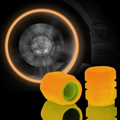12Pcs Luminous Valve Stem Caps - Fluorescent Night Glowing Wheel Hub Caps for Motorcycle, Bicycle and Car Tyres