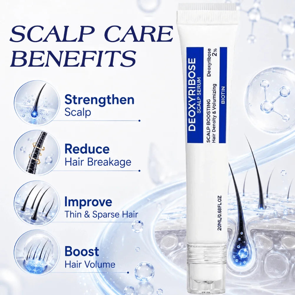 2% Deoxyribose Scalp Serum 20ml - No-Rinse Hair Care Formula with Roller Ball Applicator
