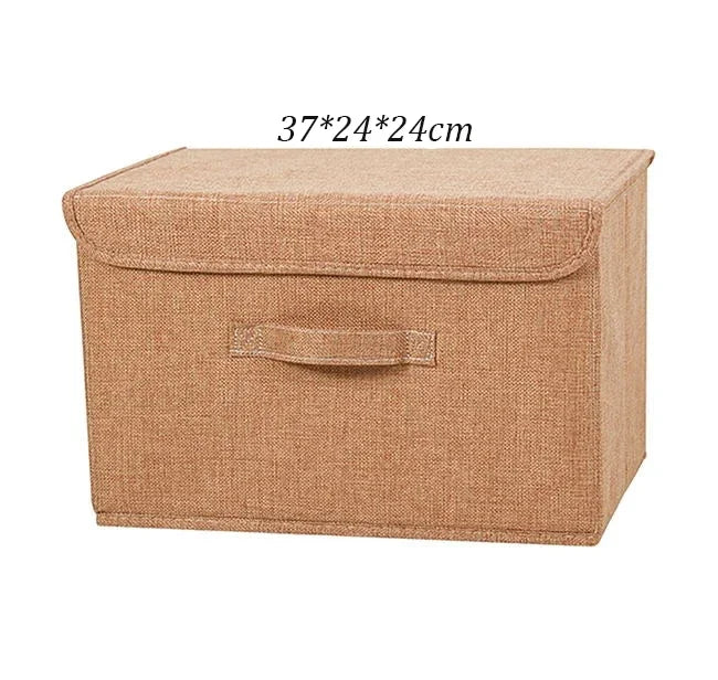 Washable Cotton Linen Folding Storage Box – CD, Toy & Laundry Organizer with Lid