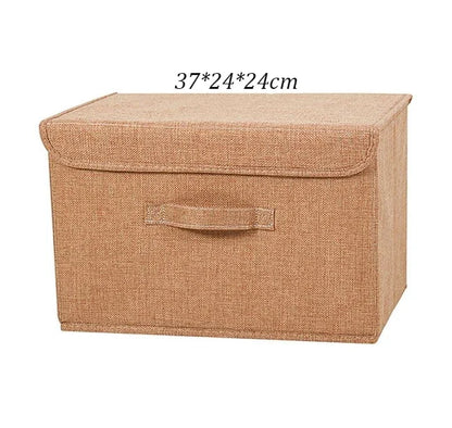 Washable Cotton Linen Folding Storage Box – CD, Toy & Laundry Organizer with Lid