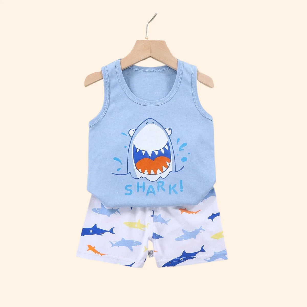 2PCS Kids Summer Vest Set – Cotton Sleeveless T-Shirt & Shorts for Boys & Girls Baby Clothes