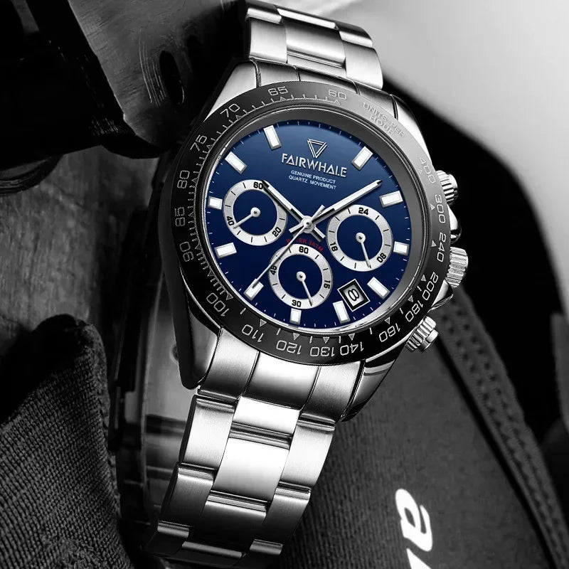 Men’s Sport Quartz Watch - Luminous Chronograph 3-Eye Waterproof Casual Wristwatch