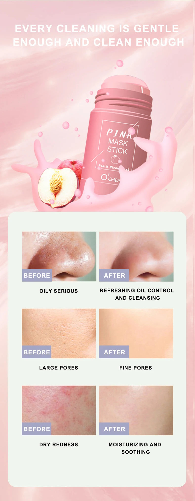 Green Tea & Honey Peach Facial Mask Stick – Pore Cleansing, Moisturizing & Charcoal Mud Mask