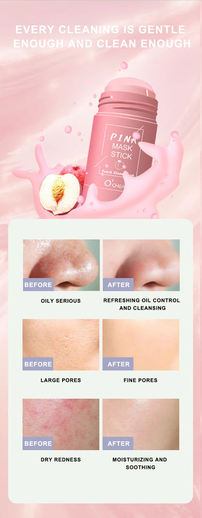Green Tea & Honey Peach Facial Mask Stick – Pore Cleansing, Moisturizing & Charcoal Mud Mask