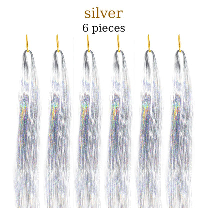 48-Inch Hair Tinsel Kit – 1200 Strands, 12 Colors Sparkling Fairy Hair Extensions with Tool