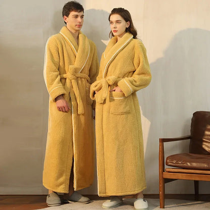 2025 Autumn Winter Cotton Robe – Thick Comfortable Large-Size Bathrobe for Men & Women, Luxury Couple Pajamas