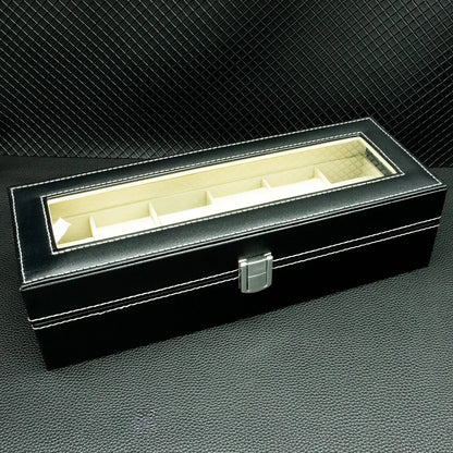 PU Leather Watch Display Box — Glass Top Storage Organizer with Slots for Men’s Watches, Perfect Gift