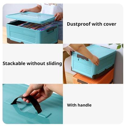 Folding Storage Box with Lid – Multifunction Plastic Organizer Container