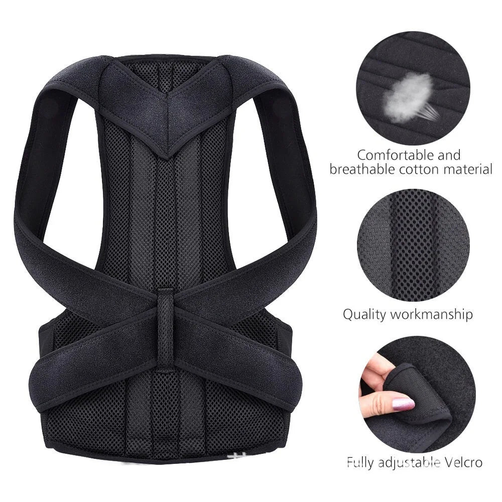 Adjustable Back & Shoulder Posture Corrector Belt — Clavicle & Spine Support Brace for Upper & Lower Back Pain Relief and Body Reshaping