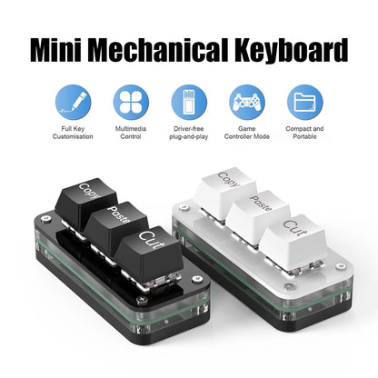RGB 3-Key Mini Macro Keyboard — Hotswap Keypad for Photoshop, Gaming & Programming