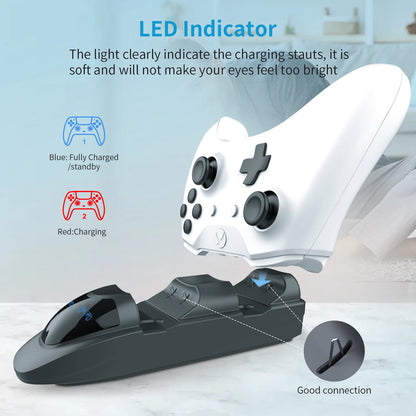 Xbox One & Series X/S Controller Dual Charging Station with 2×3600mWh Rechargeable Battery Packs