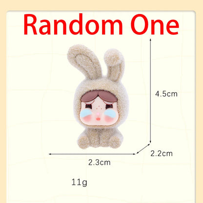 1/9PCS Labubu Cartoon Mini Flocking Doll Pendant – Cute DIY Kawaii Toy Gift Accessories
