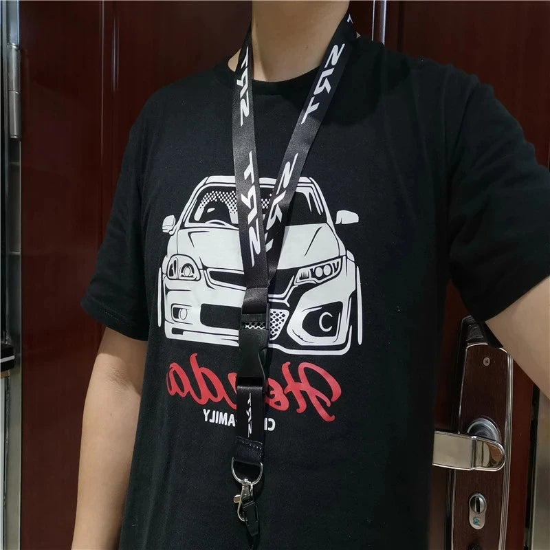 Black Neck Strap Lanyard – JDM Style Key, Phone & ID Card Holder for Car Accessories