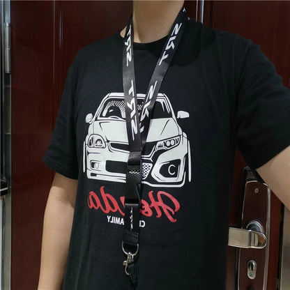 Black Neck Strap Lanyard – JDM Style Key, Phone & ID Card Holder for Car Accessories